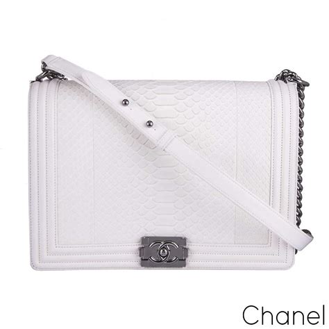 chanel boy python white